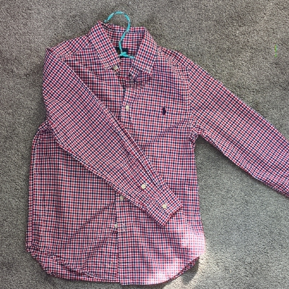 Ralph Lauren Red and Blue Button Down Shirt Classic Style